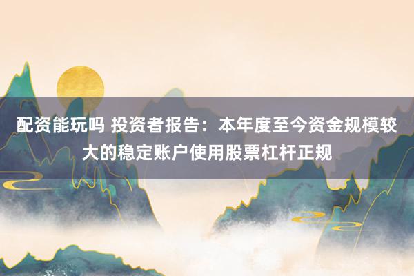 配资能玩吗 投资者报告：本年度至今资金规模较大的稳定账户使用股票杠杆正规