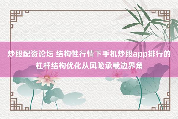炒股配资论坛 结构性行情下手机炒股app排行的杠杆结构优化从风险承载边界角