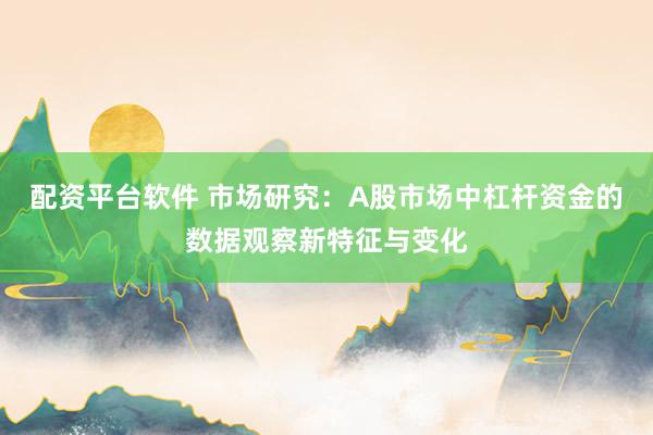 配资平台软件 市场研究：A股市场中杠杆资金的数据观察新特征与变化